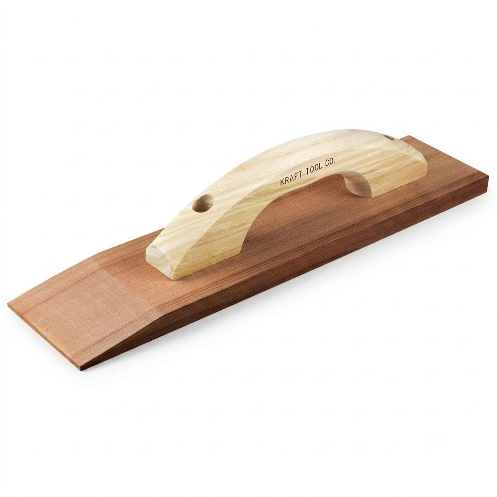 15" x 3-1/2" Beveled Redwood Hand Float with Wood Handle - ProMason Supply