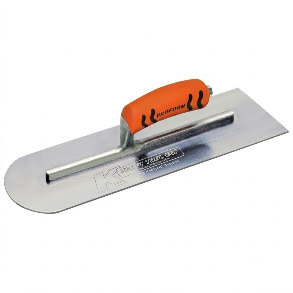 16" x 4" Round Front / Square Back Carbon Steel Cement Trowel with ProForm® Handle - ProMason Supply