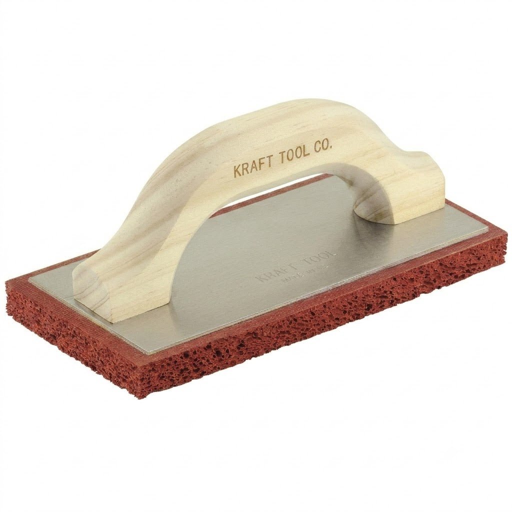 8" x 4" Coarse Cell Red Rubber Float with Wood Handle - ProMason Supply