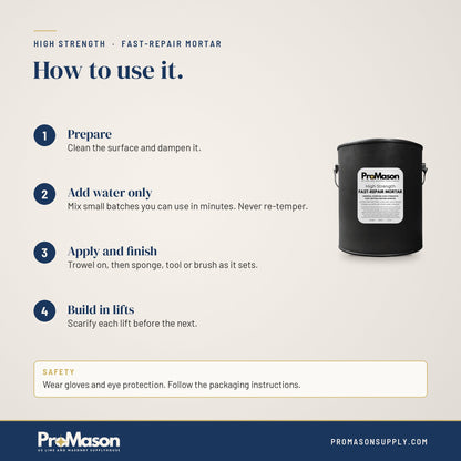 Fast-Repair Patching Mortar - Brick, Stone, & Concrete - ProMason Supply