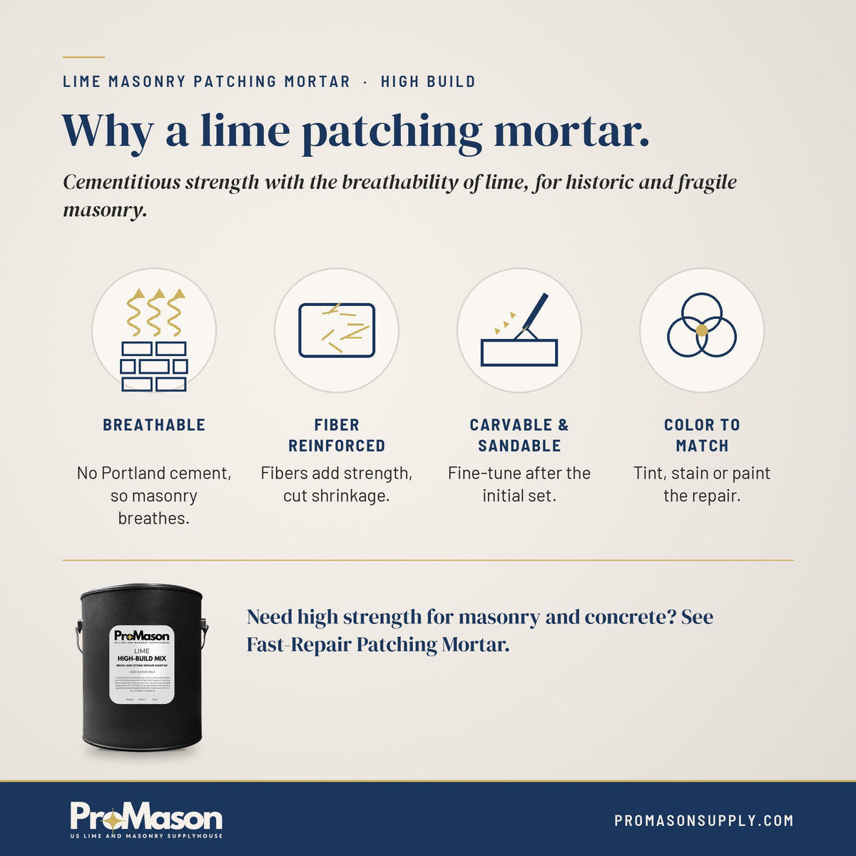 Lime Masonry Patching Mortar - High Build - ProMason Supply