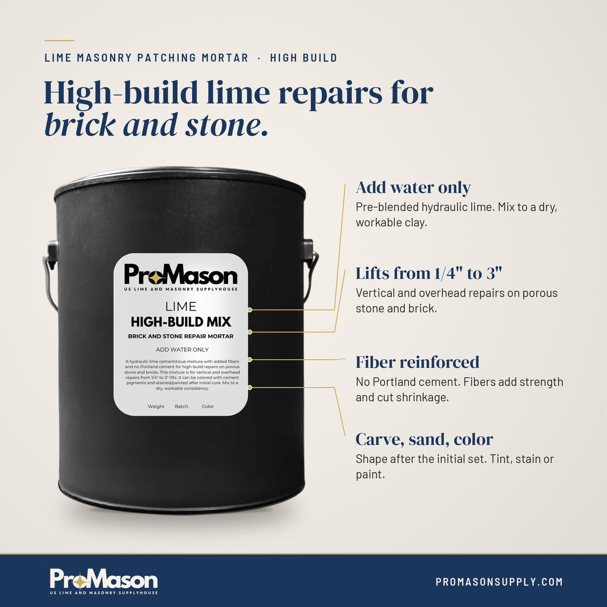 Lime Masonry Patching Mortar - High Build - ProMason Supply
