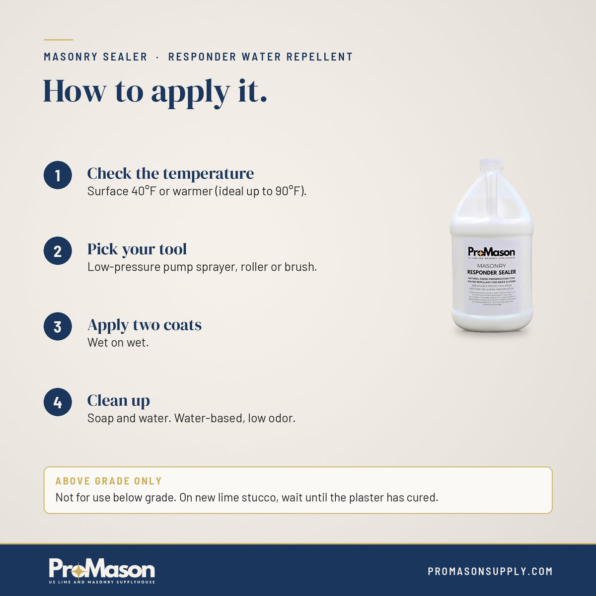 Masonry Sealer - Natural-Look Brick & Stone Silane Siloxane Water Repellent - ProMason Supply
