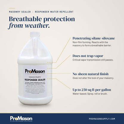 Masonry Sealer - Natural-Look Brick & Stone Silane Siloxane Water Repellent - ProMason Supply