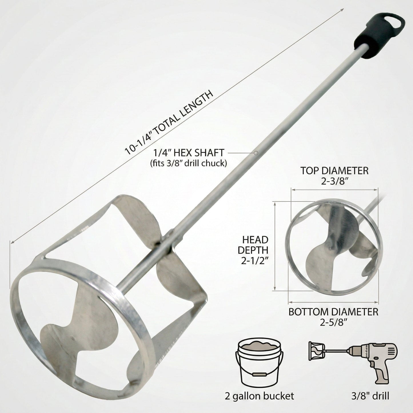 Plaster and Thinset Mixer - Jiffy 10" Drill Attachment - ProMason Supply